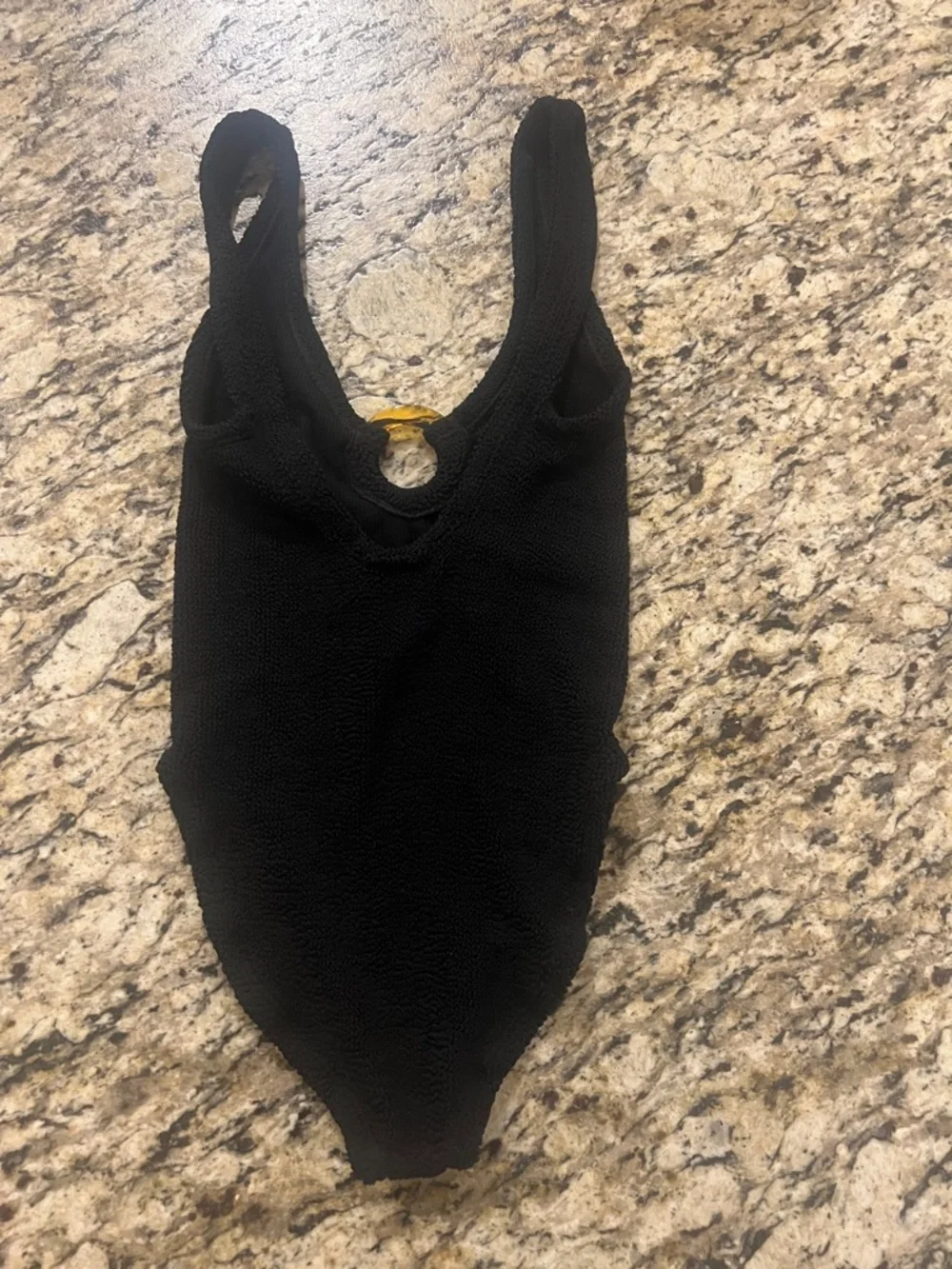 Hunza G Black Celine Swimsuit One Piece One Size Crinkle Loop Swimwear Noir NWOT - Picture 4 of 9